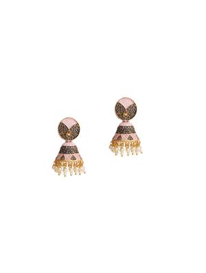pink brass jhumka earring - 17410119 - Standard Image - 3