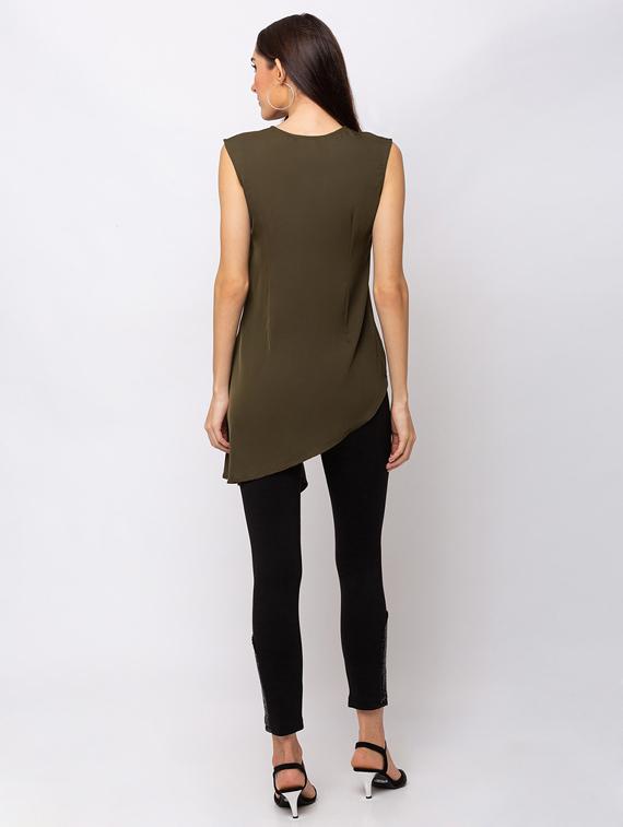 round neck asymmetric hem top - 17410126 - Zoom Image - 3