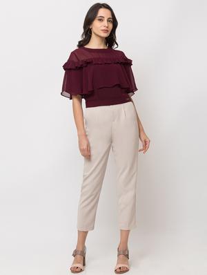 round neck frill detail top - 17410147 - Standard Image - 4