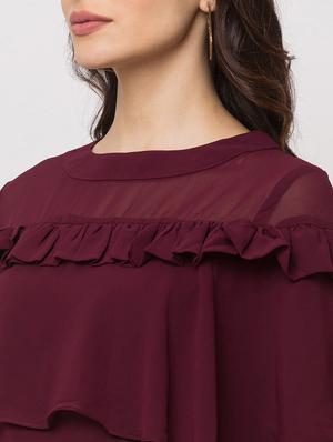 round neck frill detail top - 17410147 - Standard Image - 5