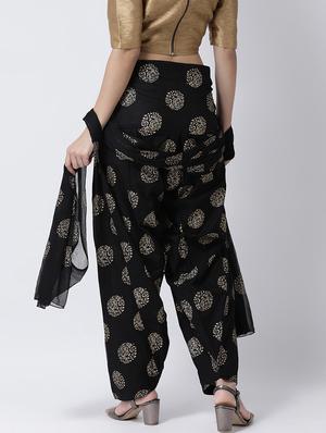 black cotton regular salwar with dupatta - 17410204 - Standard Image - 3