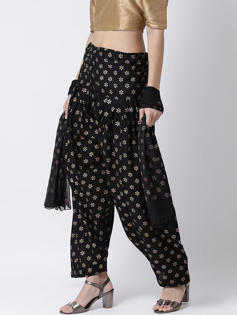 black cotton regular salwar with dupatta - 17410205 - Zoom Image - 2