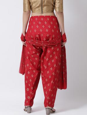 red cotton regular salwar with dupatta - 17410206 - Standard Image - 3