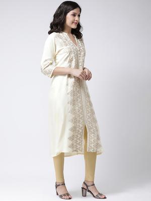 gold print a-line kurta - 17410230 - Standard Image - 2
