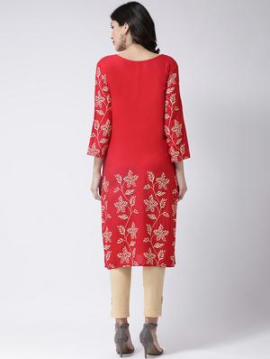 floral straight kurta - 17410242 - Standard Image - 3