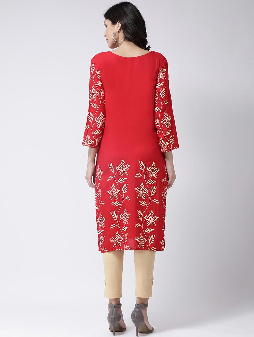 floral straight kurta - 17410242 - Zoom Image - 3