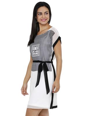 tie front printed a-line dress - 17410627 - Standard Image - 2