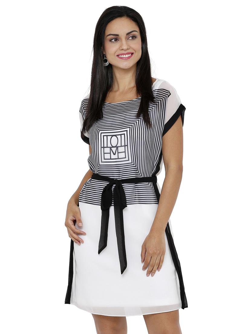tie front printed a-line dress - 17410627 - Zoom Image - 1
