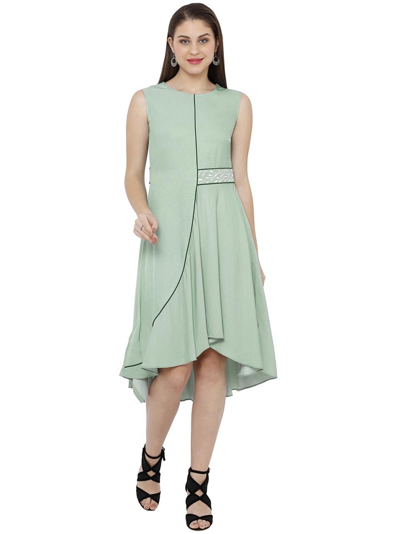 contrast piped high low dress - 17410643 - Zoom Image - 1