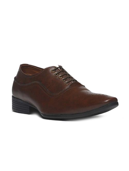 brown leatherette laceup oxfords - 17411182 - Standard Image - 1