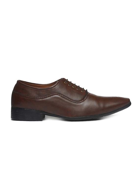 brown leatherette laceup oxfords - 17411182 - Zoom Image - 2