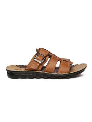 brown fabric slip on flip flops - 17411206 - Standard Image - 2