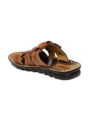 brown fabric slip on flip flops - 17411206 - Standard Image - 3