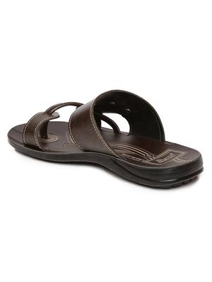 brown fabric slip on slippers - 17411252 - Standard Image - 3