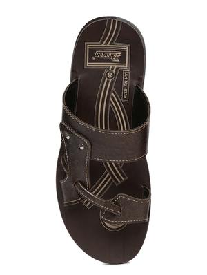 brown fabric slip on slippers - 17411252 - Standard Image - 4