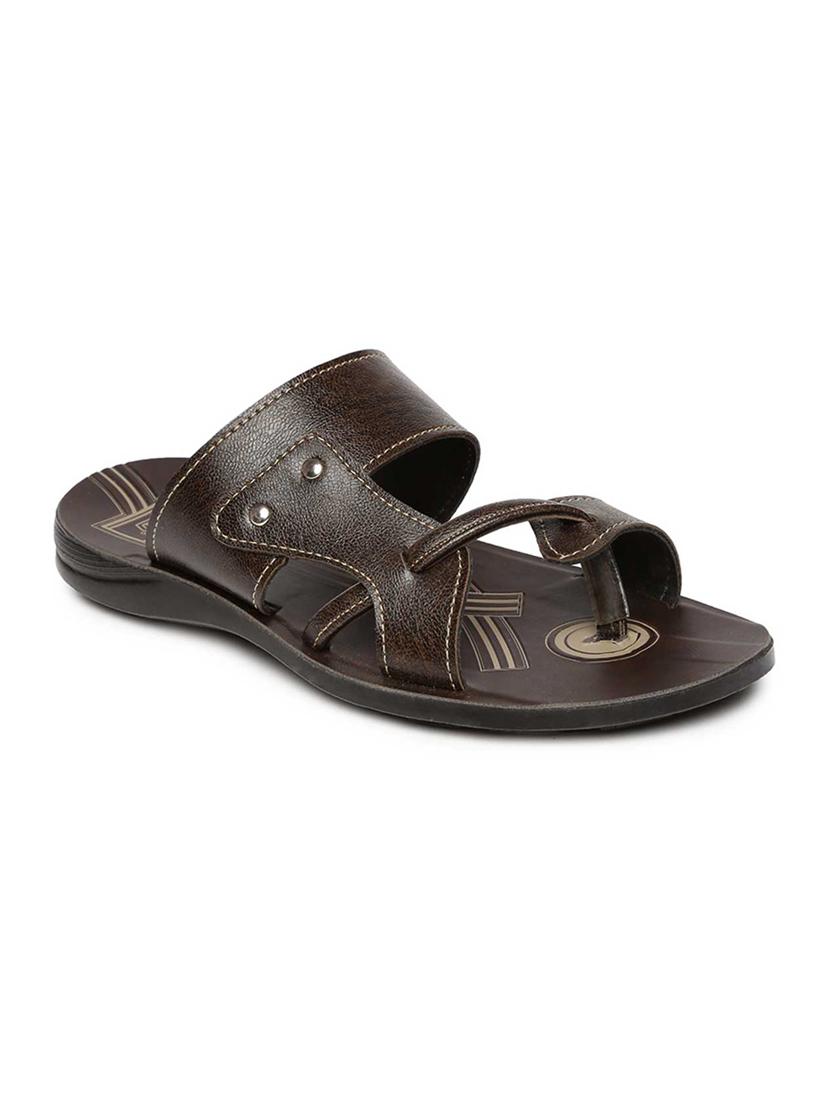 brown fabric slip on slippers - 17411252 - Zoom Image - 1