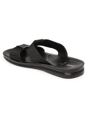 black fabric slip on slippers - 17411274 - Standard Image - 3