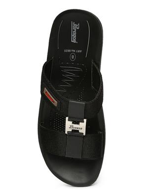 black fabric slip on slippers - 17411274 - Standard Image - 4