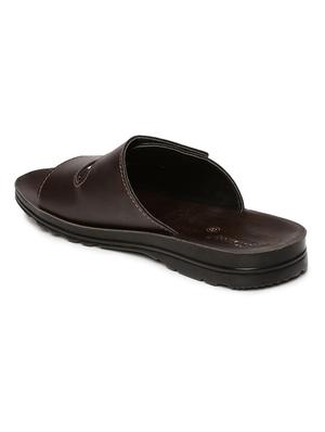 brown fabric slip on slippers - 17411289 - Standard Image - 3