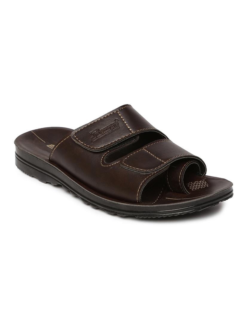 brown fabric slip on slippers - 17411289 - Zoom Image - 1