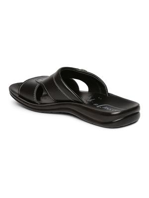 black fabric slip on flip flops - 17411294 - Standard Image - 3