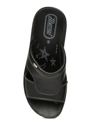 black fabric slip on flip flops - 17411294 - Standard Image - 4