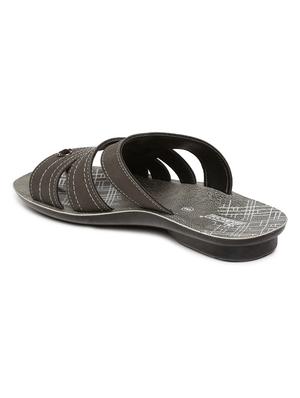 grey fabric slip on slippers - 17411311 - Standard Image - 3