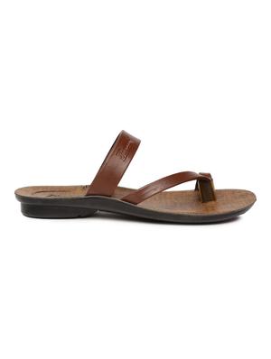 brown fabric slip on slippers - 17411321 - Standard Image - 2