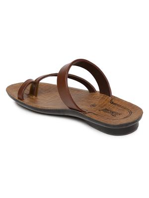 brown fabric slip on slippers - 17411321 - Standard Image - 3