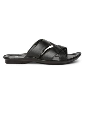 black fabric slip on slippers - 17411332 - Standard Image - 2