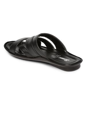 black fabric slip on slippers - 17411332 - Standard Image - 3