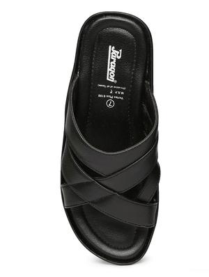 black fabric slip on slippers - 17411332 - Standard Image - 4