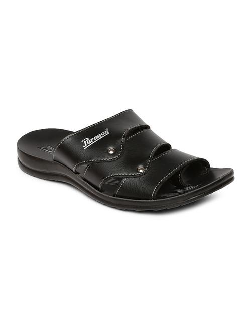 black fabric slip on slippers - 17411337 - Standard Image - 1