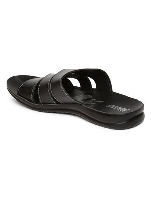 black fabric slip on slippers - 17411337 - Standard Image - 3