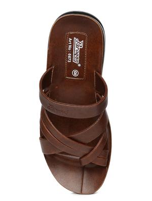 brown fabric slip on slippers - 17411355 - Standard Image - 4