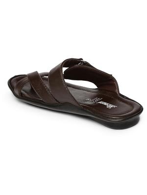 brown fabric slip on slippers - 17411361 - Standard Image - 3