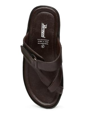 brown fabric slip on slippers - 17411361 - Standard Image - 4