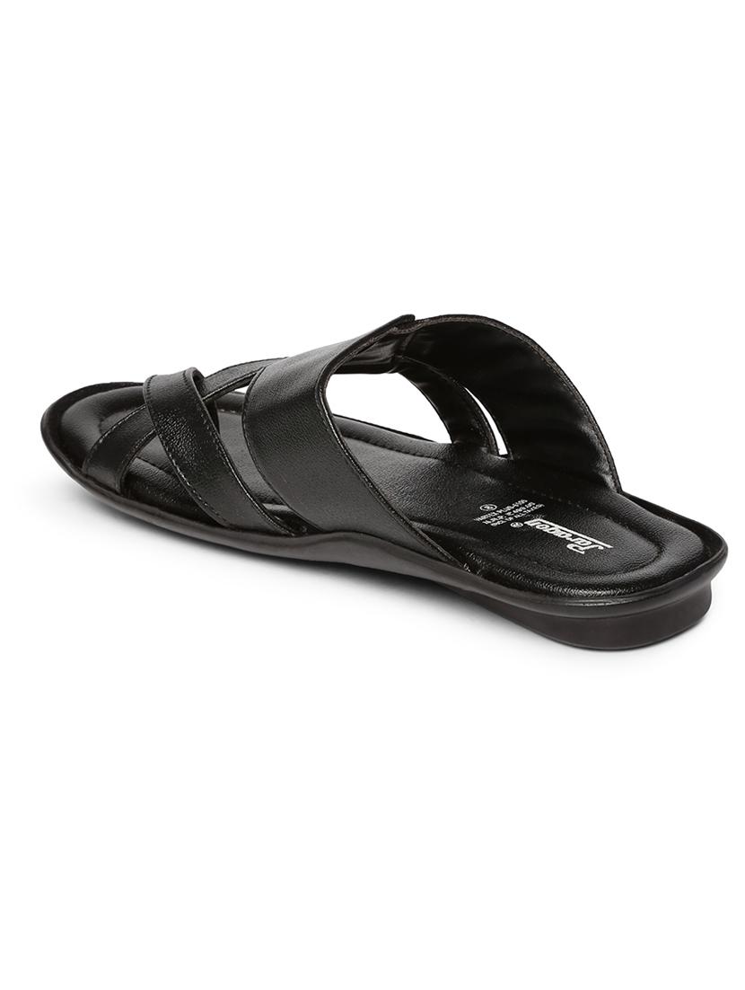 black fabric slip on slippers - 17411365 - Zoom Image - 3