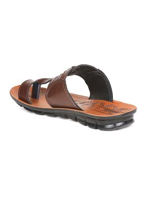 brown fabric slip on slippers - 17411368 - Standard Image - 3
