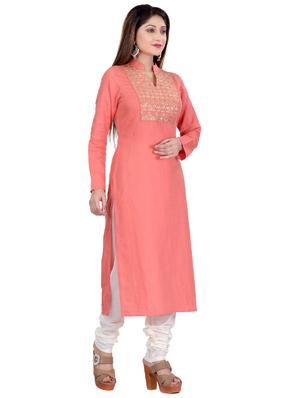 yoke zari embroidered straight kurta with face mask - 17411396 - Standard Image - 2