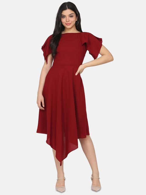 boat neck asymmetric dress - 17411407 - Standard Image - 1