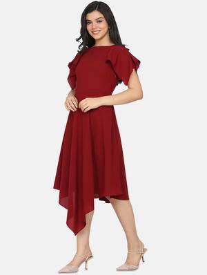 boat neck asymmetric dress - 17411407 - Standard Image - 2