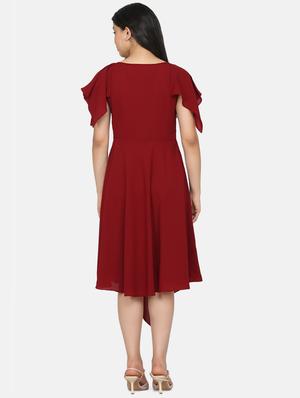 boat neck asymmetric dress - 17411407 - Standard Image - 3