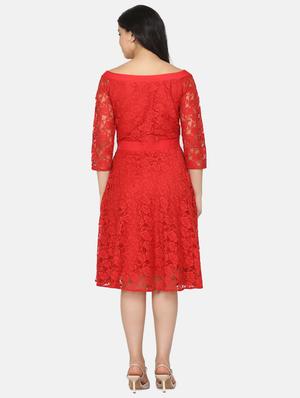 boat neck laced dress - 17411411 - Standard Image - 3