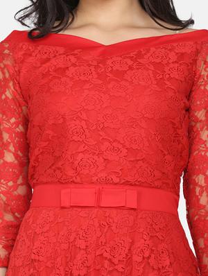 boat neck laced dress - 17411411 - Standard Image - 5