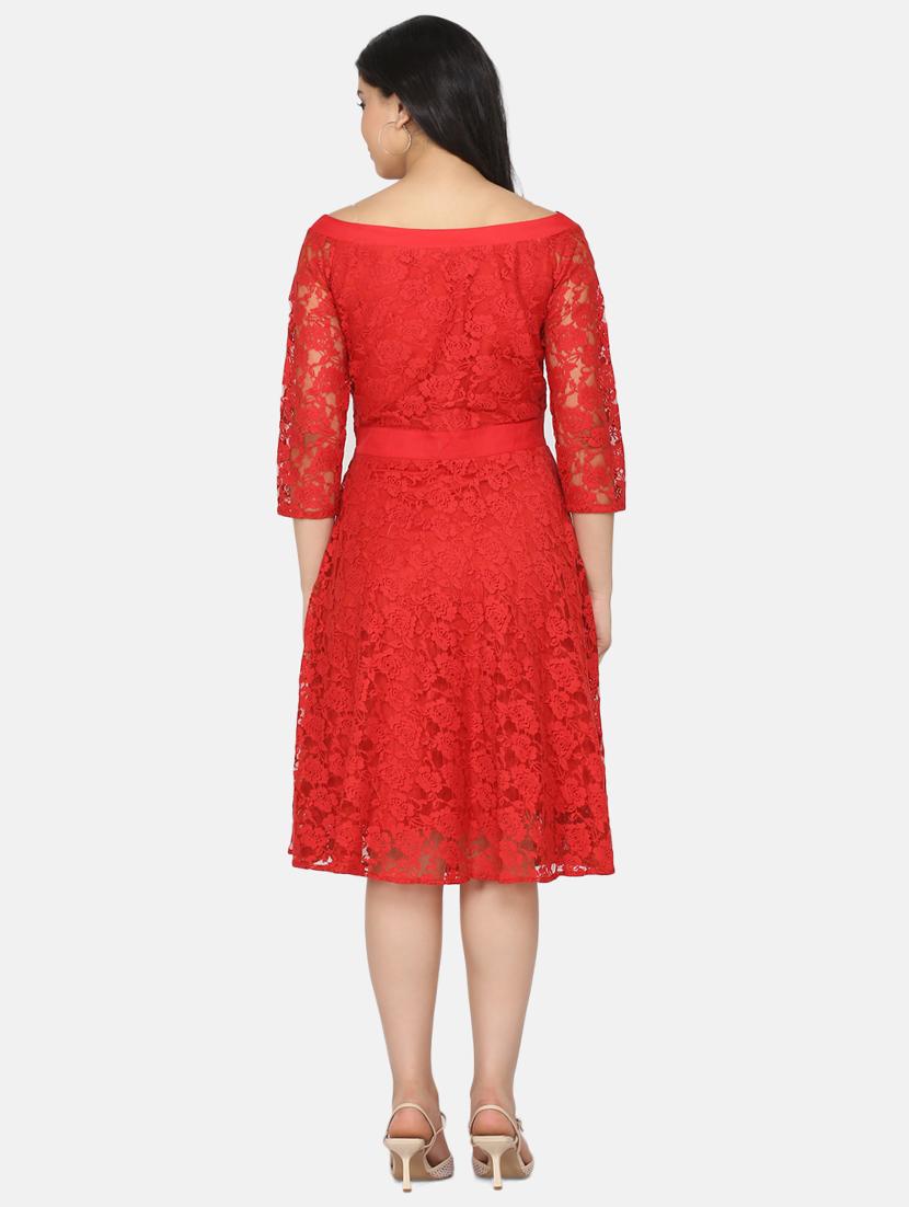 boat neck laced dress - 17411411 - Zoom Image - 3