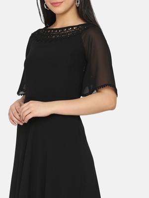 lace detail boat neck dress - 17411424 - Standard Image - 4