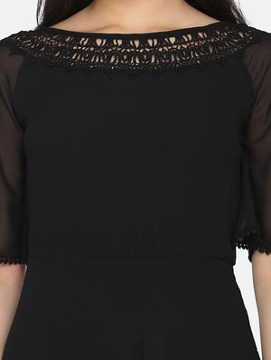 lace detail boat neck dress - 17411424 - Standard Image - 5