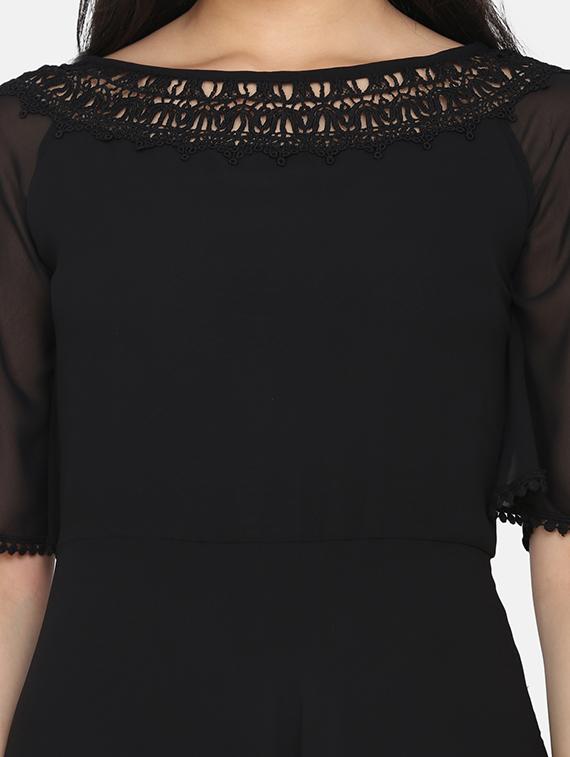 lace detail boat neck dress - 17411424 - Zoom Image - 5