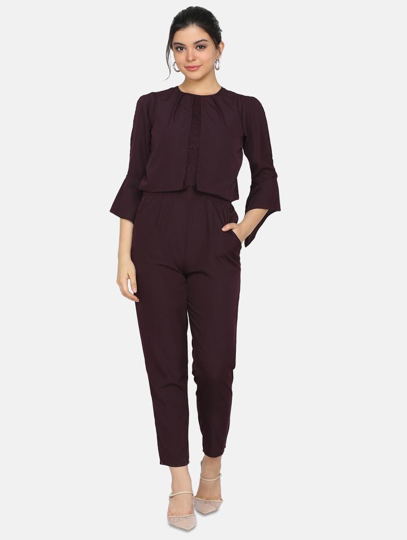 lace detail full leg jumpsuit - 17411430 - Zoom Image - 1